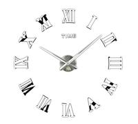 Grande Horloge Murale 3D DIY sans Cadre avec Chiffres Romains 3D Miroir Autocollant décoration pour la Maison, Le Bureau, Le Salon, la Chambre à Coucher