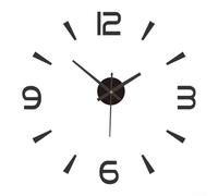 Grande horloge murale 3D moderne avec miroir style autocollant DIY pour la décoration de maison, bureau, magasin, matériau acrylique, taille réglable pour art mural personnalisé (noir)
