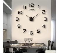 Grande horloge murale 3D pour décoration de maison et de bureau - Horloge murale moderne sans cadre en acrylique et mousse EVA avec aiguilles en aluminium, 40 cm de diamètre, assemblage facile