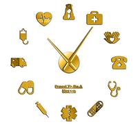 Grande horloge murale à faire soi-même avec inscription « Proud To Be A Nurse Doctor & Nurse » pour bureau, hôpital, décoration murale à aiguilles longues (doré, 94 cm)