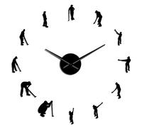 Grande horloge murale à faire soi-même avec miroir - Horloge murale géante à suspendre au club de golf - Noir - 119,4 cm