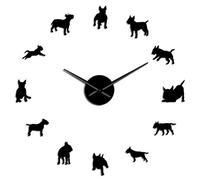 Grande horloge murale à faire soi-même pour les amateurs de Bull Terrier - Noir - 94 cm