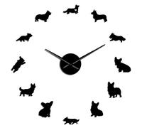 Grande horloge murale anglaise à faire soi-même - Effet miroir - Sans cadre - Décoration murale - Noir - 94 cm