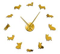 Grande horloge murale anglaise à faire soi-même - Effet miroir - Sans cadre - Décoration murale pour animal domestique - Doré - 119,4 cm