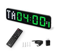 Grande horloge murale de 38,1 cm pour salle de sport à domicile, compte à rebours avec télécommande pour boxe, crossfit, fitness, tabata, accessoires de gym à domicile