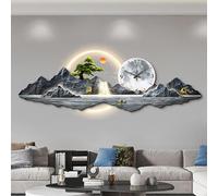 Grande horloge murale décorative 3D, motif peinture artistique moderne et créative avec éclairage LED, silencieuse, idéale pour la chambre, la cuisine, la maison ou la salle à manger (bleue, 120 x 40