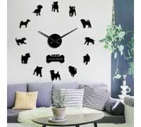 Grande horloge murale décorative en forme de teckel de races mixtes (noir, 119,4 cm)