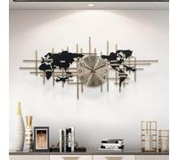 Grande Horloge Murale décorative en métal pour Salon, 96 cm, Moderne, pour la Maison, la Cuisine ou Le Bureau, Faite Main, Noire