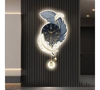 Grande Horloge Murale Décorative, Géante, Silencieuse Et Moderne, en Verre, À Piles, pour Cuisine Ou Chambre, Pendule Murale en Cristal sans Tic-tac(Blauw,50x94cm)