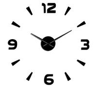 Grande horloge murale d'intérieur moderne sans cadre - Grande horloge murale à faire soi-même - Miroir muet - Décoration pour la maison, le bureau, l'école (noir, 68,6 cm)