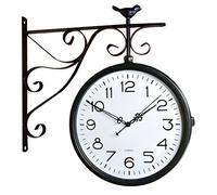Grande Horloge Murale Double Face de 30,5 cm, en Fer forgé, métal, silencieuse, Facile à Lire, pour Jardin, décoration intérieure et extérieure