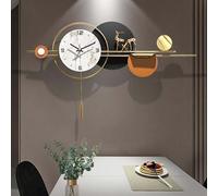 Grande horloge murale en forme d'élan 3D - Art moderne et silencieux en métal pour la maison, le salon, la chambre à coucher, le bureau - Pièce décorative unique pour les amoureux de la nature