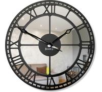 Grande horloge murale en métal miroir sans tic-tac Vintage rétro 50cm de diamètre sans tic-tac