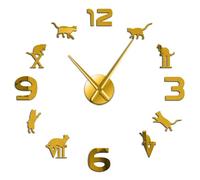 Grande horloge murale géante avec chiffres arabes romains et silhouettes de chat - Design moderne - Décoration d'intérieur