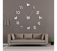 Grande horloge murale géante pour différentes races de chiens, chiots, carlin, bulldog français, beagle avec chiffres arabes