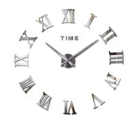 Grande Horloge Murale Horloge Murale numérique Simple et Moderne à Faire soi-même, silencieuse, for Bureau, Salon, Maison, décoration Murale, Autocollant Mural sans Perforation(Silver)
