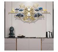 Grande Horloge Murale, horloges décoratives à Quartz créatives avec Motif de Feuille de Ginkgo, horloges murales d'art en métal 3D Modernes pour la décoration de la Chambre à Coucher du Salon