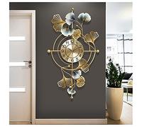Grande Horloge Murale, horloges décoratives à Quartz créatives avec Motif de Feuille de Ginkgo, horloges murales d'art en métal 3D Modernes pour la décoration de la Chambre à Coucher du Salon