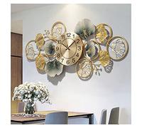 Grande Horloge Murale, horloges décoratives créatives à Quartz avec Motif de Feuille de Ginkgo, horloges murales d'art en métal 3D Modernes pour la décoration de la Chambre à Coucher du Salon