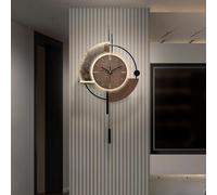 Grande Horloge Murale Moderne à Commande vocale, en métal, pour Salon, Chambre à Coucher, 87 x 48 cm