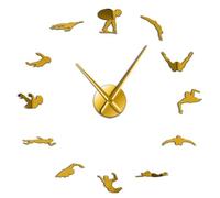 Grande horloge murale moderne à faire soi-même avec miroir de nageur et chiffres - Art mural décoratif - Cadeau pour nageur