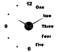 Grande horloge murale moderne à faire soi-même - Décoration d'intérieur de luxe - Lettres anglaises - Sans cadre - Noir - 119,4 cm