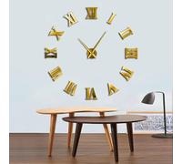 Grande horloge murale moderne DIY 3D miroir surface autocollant décoration intérieure art horloge murale géante montre avec chiffres romains grande horloge