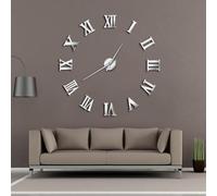 Grande horloge murale moderne DIY 3D miroir surface autocollant décoration intérieure art horloge murale géante montre avec chiffres romains grande horloge