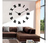 Grande horloge murale moderne DIY 3D miroir surface autocollant décoration intérieure art horloge murale géante montre avec chiffres romains grande horloge