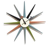 Grande Horloge Murale Moderne du Milieu du siècle, silencieuse, sans tic-tac, Fonctionne à Piles, 45,7 cm, en Bois Massif, Horloge rétro Effet Soleil pour décoration de Salon, Bureau, Cuisine