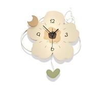 Grande Horloge Murale Moderne en Bois et métal, silencieuse, sans tic-tac, à Piles, for Salon, Cuisine, Chambre, Bureau, décoration d'intérieur(53 * 44cm)