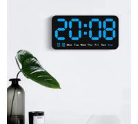 Grande horloge murale numérique à commande vocale, température, Date, semaine, DST, Snooze, horloge de Table, double alarme 12/24H, horloge LED murale Pink