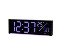 Grande horloge murale numérique, affichage des chiffres LED, luminosité automatique, réglage manuel à dix niveaux, pour la maison, la salle de sport, le bureau et la salle de classe (noir)