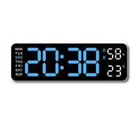 Grande horloge murale numérique affichage hebdomadaire de la température et de l'humidité luminosité réglable réveil de table