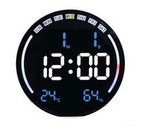 Grande horloge murale numérique avec affichage à gradation automatique, double alarme, télécommande, minuteur, multifonction, date, température, humidité, ABS, 26,5 x 26,5 x 6,4 cm, pour salon, bureau