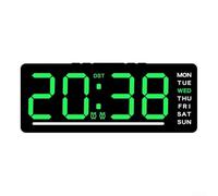 Grande horloge murale numérique avec affichage LED multifonction, compte à rebours, lecture de température et alarme pour bureau et étude (vert)