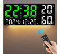 Grande horloge murale numérique avec lumière d'ambiance 7 couleurs, 2 alarmes, température, humidité, Date, horloge de Table, compte à rebours 12/24H, réveil LED BWGBL