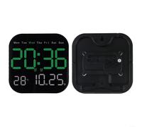 Grande horloge murale numérique avec télécommande, affichage de la date et de la semaine, compte à rebours, luminosité réglable, réveil alimenté par USB, facile (vert)
