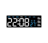 Grande horloge murale numérique avec télécommande | Affichage LED à gradation automatique affiche l'heure, la date, le jour, la température | Fonction veilleuse pour chambre à coucher, salon, cuisine