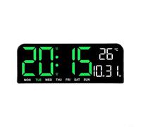 Grande horloge murale numérique avec température et double alarme, affichage LED ou à suspendre avec date et minuterie hebdomadaire pour chambre à coucher, cuisine, bureau, salon (vert)