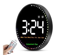 Grande Horloge Murale Numérique de 10", Réveil Enfichable, 12/24 Heures Horloge de Gym Télécommande/Haut et Bas Comptage/10 Niveaux D'obscurité/Double Réveil/Jour/Date/Température Salon Horloge LED