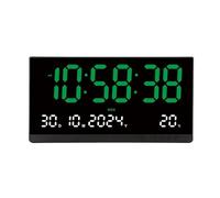 Grande horloge murale numérique de 21 pouces, calendrier 12/24H, affichage de l'heure/jour/mois/année/température, réveil électronique LED Modes multiples(Green)