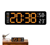 Grande Horloge Murale Numérique - Horloge Murale LED Mince, Affichage Électronique Rectangulaire | Réveil Moderne Multifonction, Chiffres Heure Murale pour Cuisine Salon Chambre Bureau Hôtel Décor