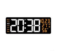 Grande horloge murale numérique LED 40,6 x 5,1 cm avec télécommande, variateur de luminosité automatique, double alarme et sauvegarde de la mémoire pour une heure fiable (orange)