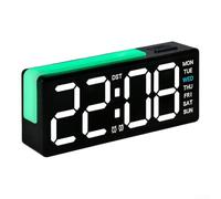 Grande horloge murale numérique LED avec affichage de la date, luminosité automatique, minuterie de bureau pour entraînement de cuisine, Fahrenheit, décoration de bureau à domicile (6682 boîtier noir)