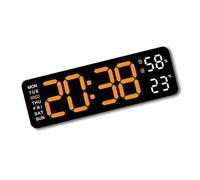 Grande horloge murale numérique LED avec affichage de la température, des semaines et de la date et 2 fonctions de mémoire d'alarme, 3 niveaux de luminosité pour la maison, le bureau, affichage de la