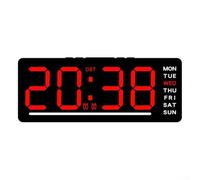 Grande horloge murale numérique LED avec affichage de la température, réveil électronique avec compte à rebours équipé d'un port USB et d'une fonction mémoire de panne de courant (rouge)