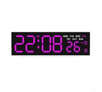 Grande horloge murale numérique LED avec affichage multi-informations y compris l'heure, la température, la date, le jour et l'alarme avec contrôle de la luminosité pour n'importe quelle pièce (G)