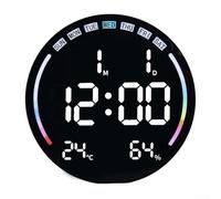 Grande horloge murale numérique LED avec capteur de gradation automatique, télécommande, double alarme, compte à rebours et minuteur, format 12/24 heures, date, jour, température intérieure (blanc)