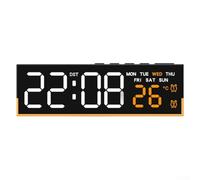 Grande horloge murale numérique LED multifonction avec veilleuse douce et luminosité réglable, affichage de la température, minuterie pour salon, chambre, salle de sport, bureau (orange)